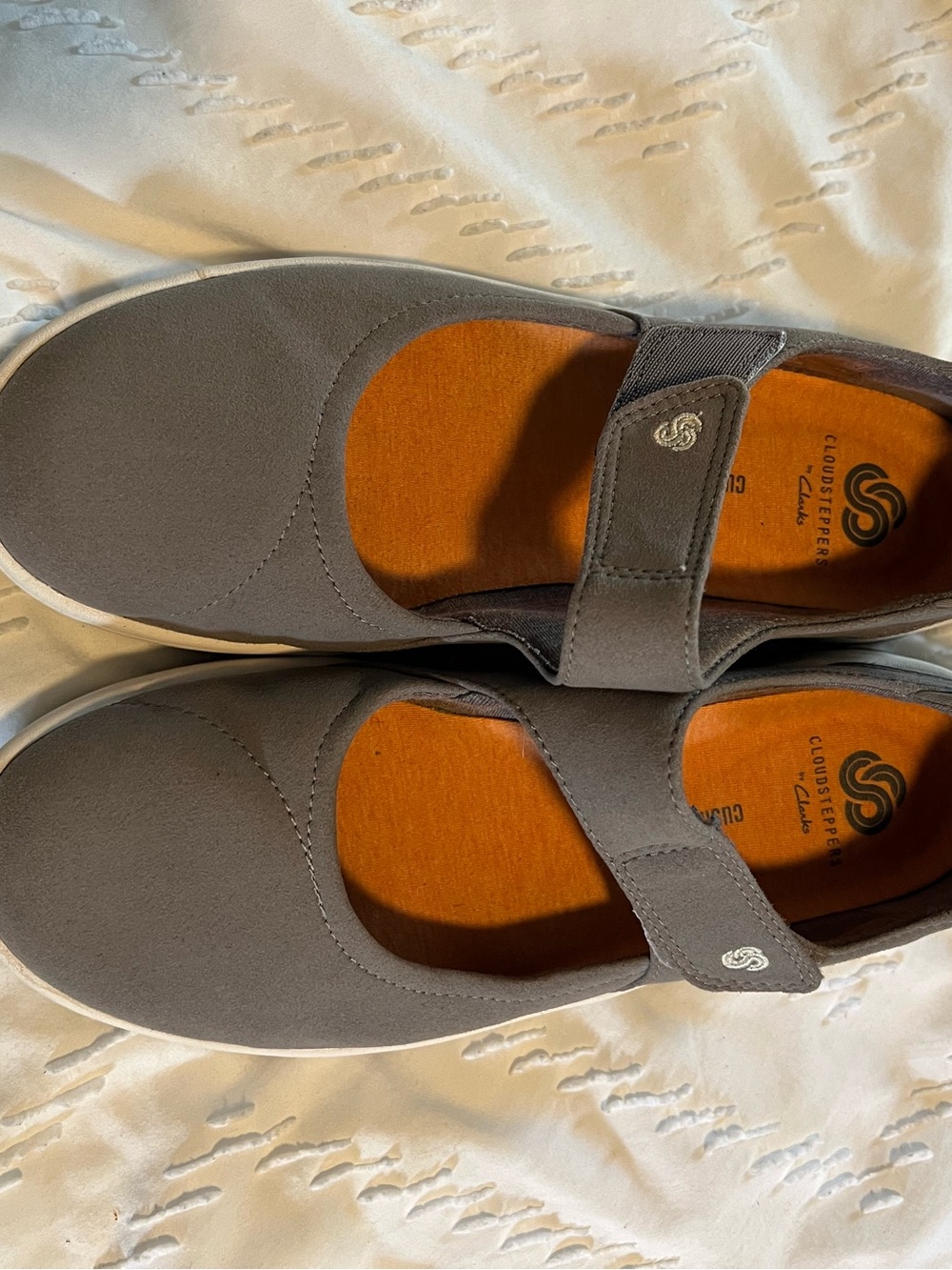 Clarks Gray Mary Jane Slip-On Shoes